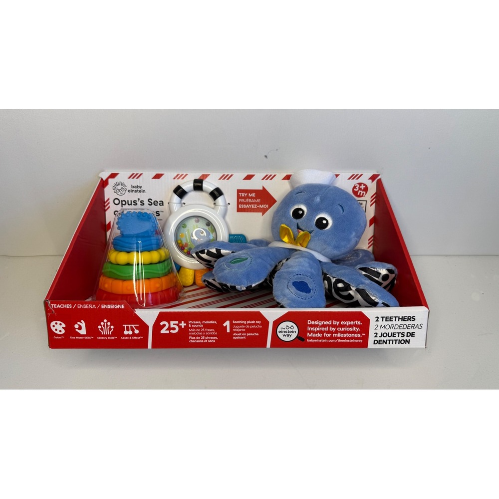 Baby Einstein Sea of Senses 3 Piece Gift Set Octopus Stacker‎ Rattle 3 Months